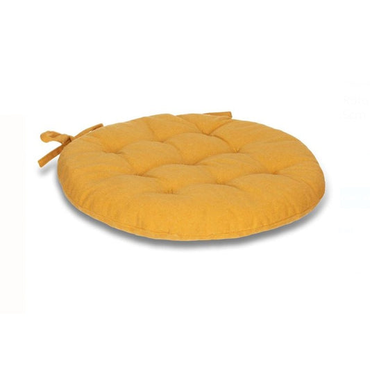 Perna Scaun Rotunda din Bumbac Galben Mustar Ø38x5cm