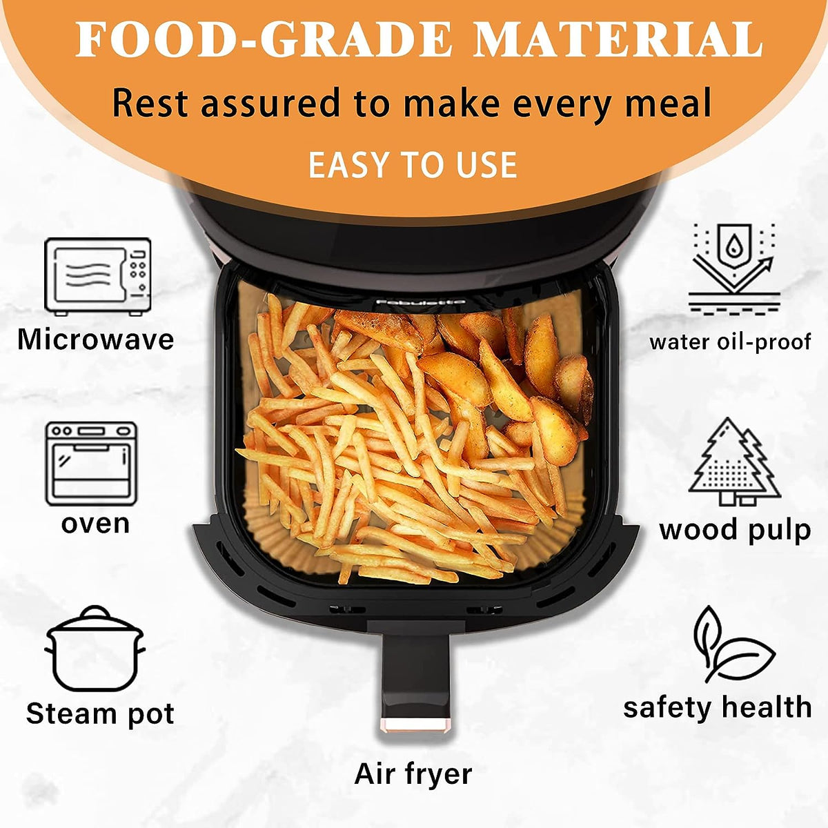 Set 100 hartii de copt pentru air fryer, Termorezistent, Maro 16 x 16 x 4.5 cm, patrat