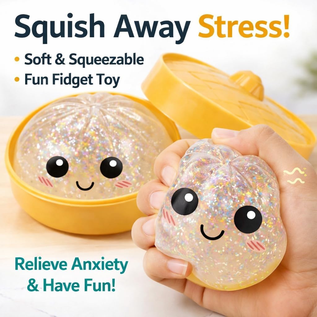 Jucarie interactiva copii, dumpling squishy, dimensiuni 10x7.5x5cm, material TPR, set 2 bucati