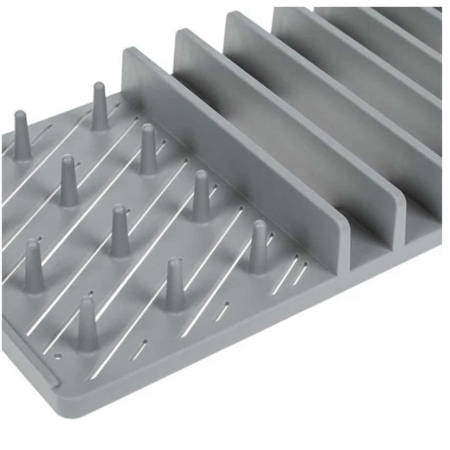 Uscator din plastic cu laveta pentru vase, poliester, gri, 45x3.6x16.5cm