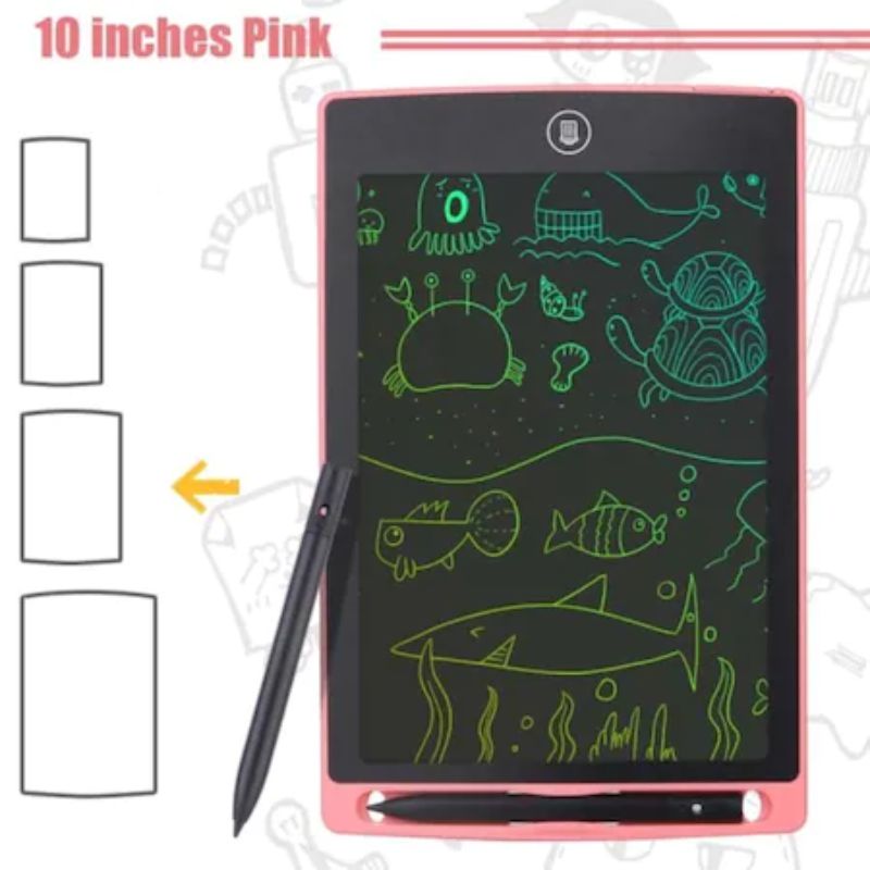 Tableta digitala color LCD Panel, 10 inch, pentru scris si desenat, 27 cm, roz, 3 ani+