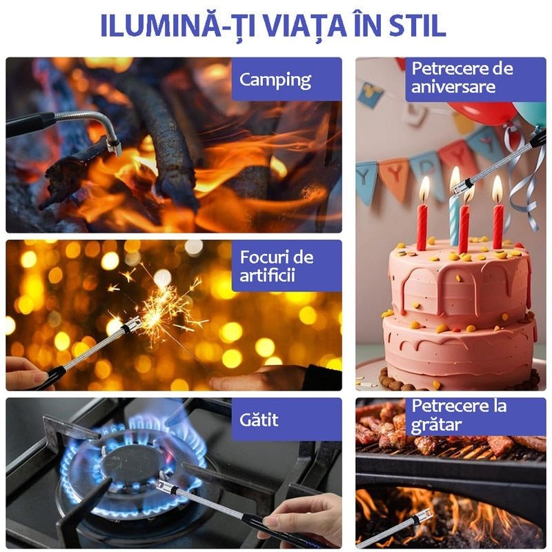 Bricheta electrica reincarcabila, rotativa 360°, anti-vant, afisaj LED, negru, 1.5x25cm