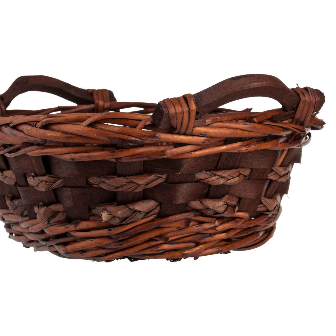 Cos Decorativ din Bambus Oval de Culoare Inchisa 32x21x14cm