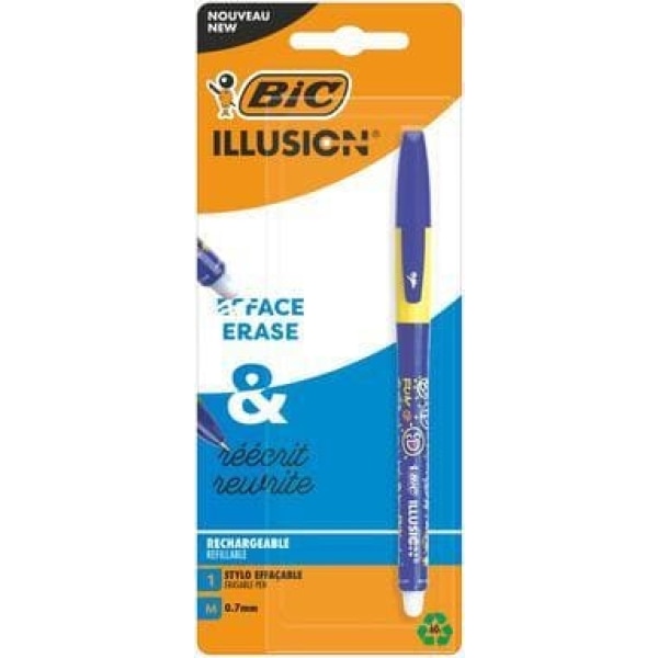 Pix cu gel stersabil, Bic, Illusion, Varf 0.7 mm, Albastru