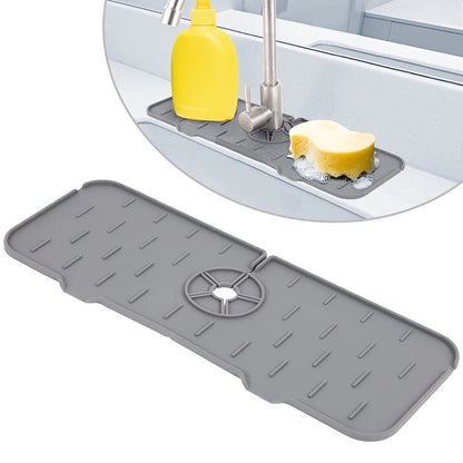 Suport scurgere chiuveta burete bucatarie/baie silicon gri 14 x 37.1 cm