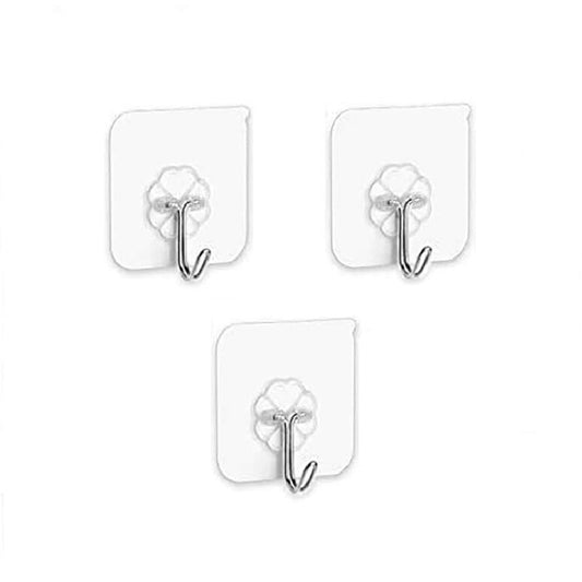 Set 3 Cuiere cu adeziv super rezistent, suport baie, suport prosop/halat, 3 agatatori cuier autoadeziv, transparent