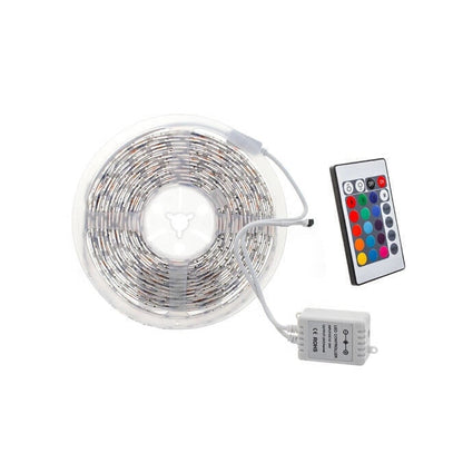Banda Led Multicolora RGB, Telecomanda 24 taste cu IR, Transformator 2A, 300 LED-uri, Lungime 5m
