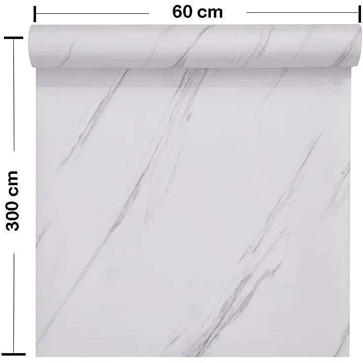 Tapet autoadeziv tip marmura, alba, 60x 300 cm