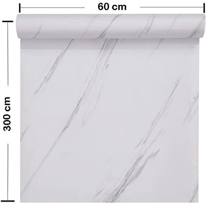 Tapet autoadeziv tip marmura, alba, 60x 300 cm
