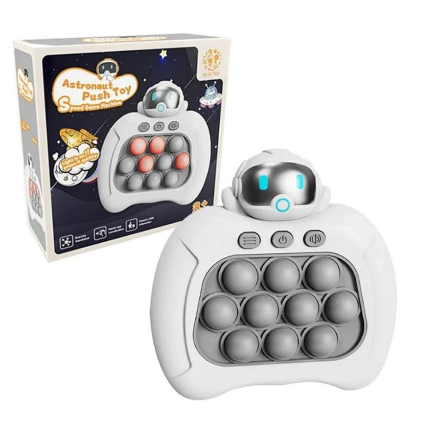 Jucarie Pop It Astronaut, jucarie senzoriala anti-stres din silicon non-toxic, portabila pentru concentrare si relaxare, alb/