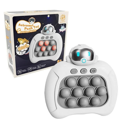 Jucarie Pop It Astronaut, jucarie senzoriala anti-stres din silicon non-toxic, portabila pentru concentrare si relaxare, alb/