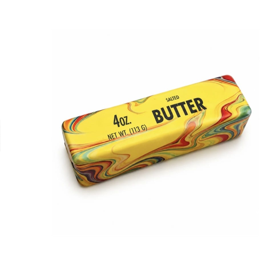 Jucarie antistres, Butter Squishy, design realist, textura moale, galben/multicolor