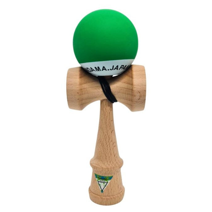 Kendama profesională 18 cm, lemn natural, bila grip anti-alunecare, verde mat, pentru copii de 6-9 ani