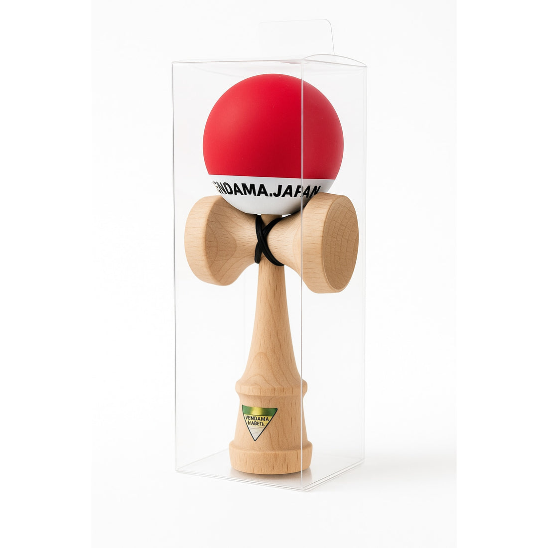 Kendama profesionala, 18 cm, rosu cu alb, Material lemn, Pentru copii