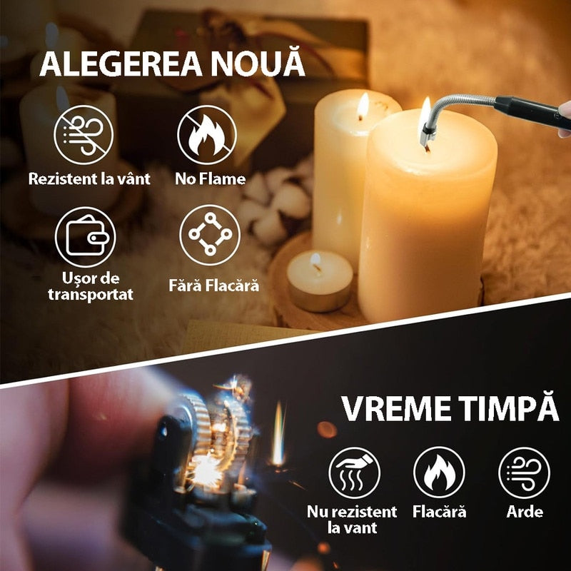 Bricheta electrica reincarcabila, rotativa 360°, anti-vant, afisaj LED, negru, 1.5x25cm