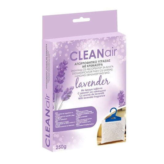 Absorbant de umiditate pentru umeras, dulap, sertare, dezumidificator cu parfum discret de lavanda 250 g