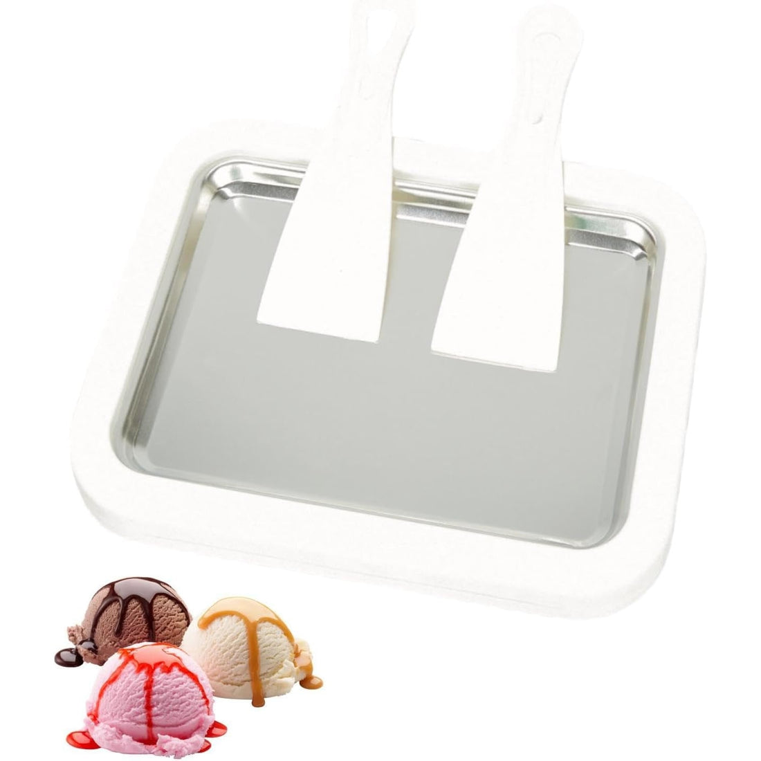 Plita termica pentru inghetata Thailandeza instant tip rulou, Accesorii Incluse, 22 cm, Alb, ForHouse