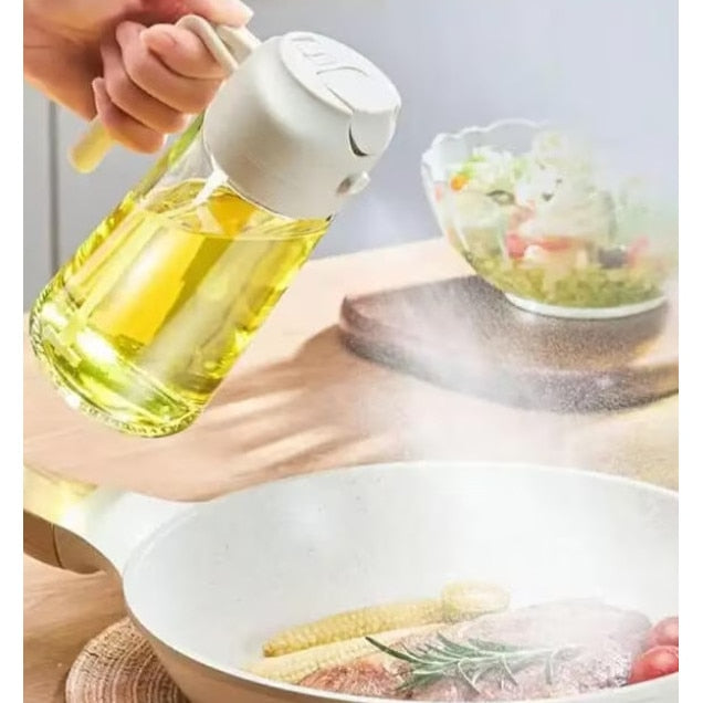 Sticla pentru ulei, Sticla ulei 2 in 1, 470ml, design dual, reutilizabil, alb