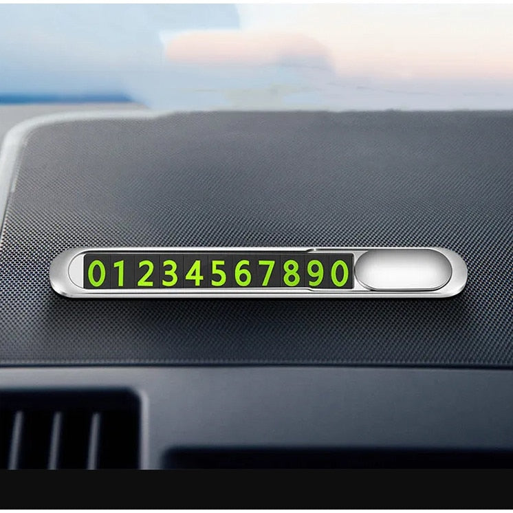 Suport afisaj numar de telefon pentru bord auto, metalic, cifre fluorescente, parcare, oprire temporara