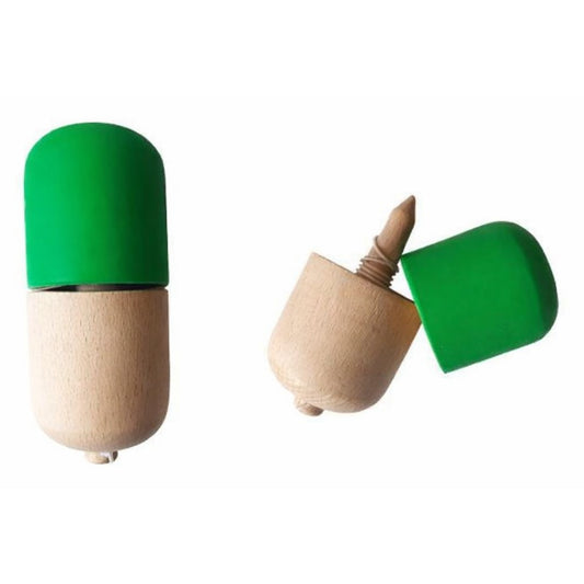 Kendama Pill, jucarie interactiva, verde, lemn, pentru baieti, 3 ani+
