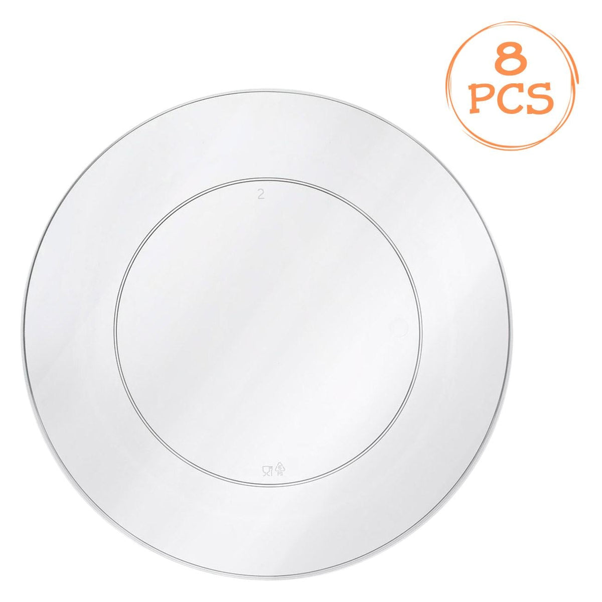 Farfurii Intinse din Plastic Transparente Reutilizabile 18cm - 8buc