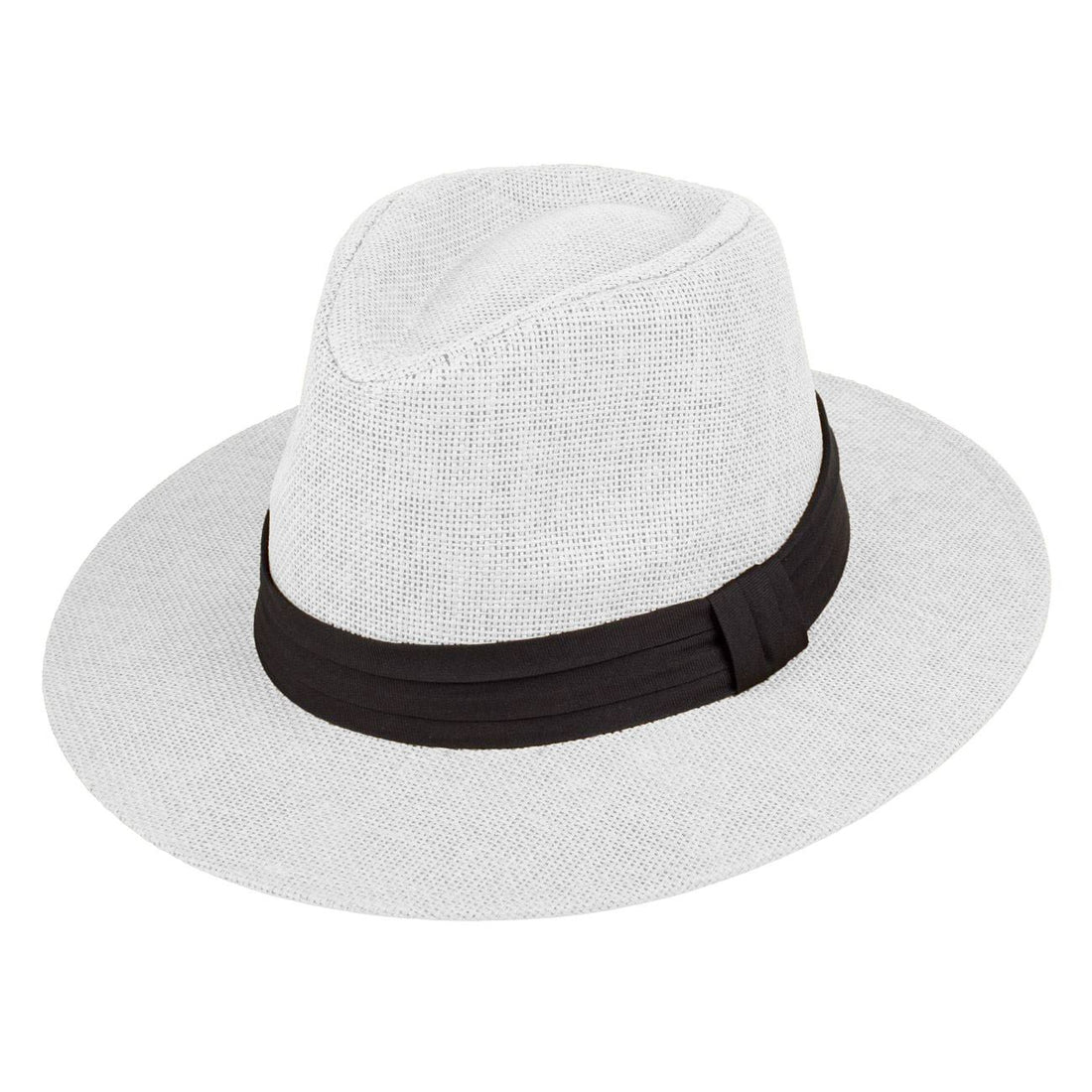 Palarie Panama Unisex Alba cu Centura Neagra