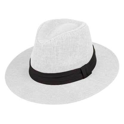 Palarie Panama Unisex Alba cu Centura Neagra