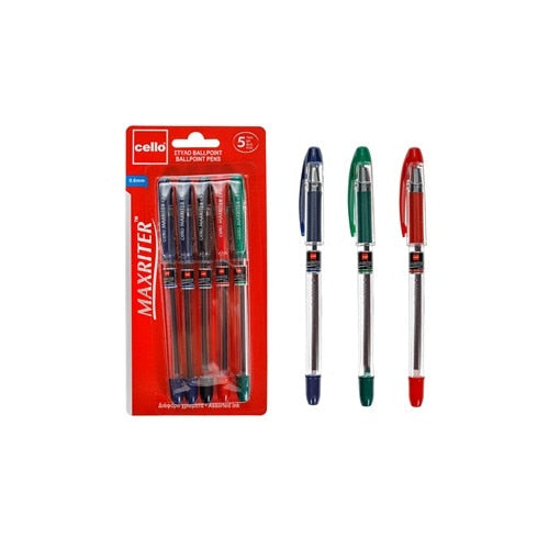 Set Pixuri Balpen Grip Albastru Negru Verde Rosu 0.6mm - 5buc