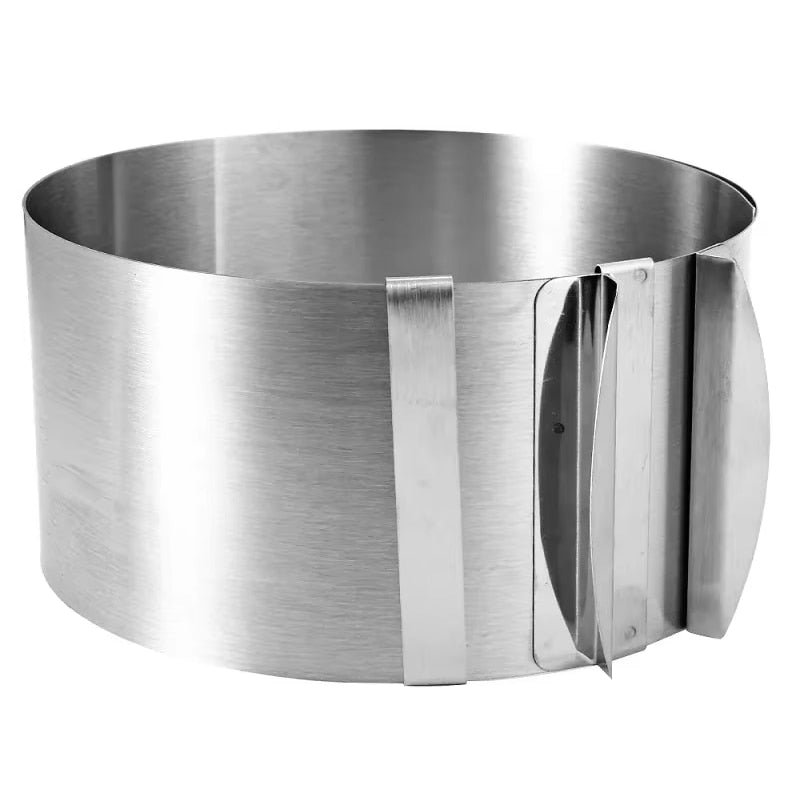 Inel reglabil pentru tort, otel inoxidabil, diametru reglabil 16-30 cm, inaltime 15 cm, argintiu