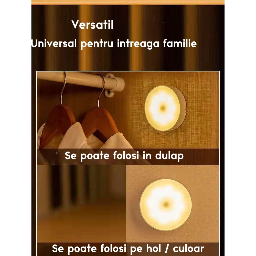 Set 4 Lampi LED 2W cu senzori de lumina / miscare, incarcare USB