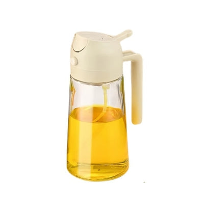 Sticla pentru ulei, Sticla ulei 2 in 1, 470ml, design dual, reutilizabil, alb