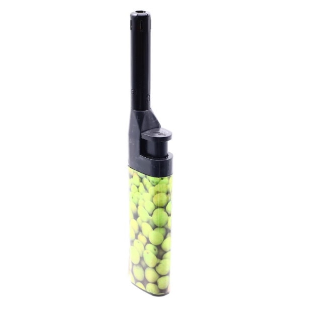 Aprinzator pentru aragaz, cu buton reglare flacara, reincarcabil, tip bricheta, imprimeu masline verzi, 14.5 cm, UA