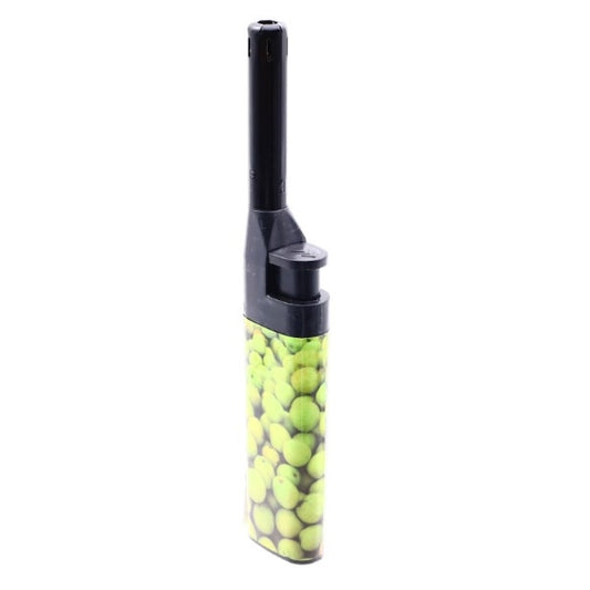 Aprinzator pentru aragaz, cu buton reglare flacara, reincarcabil, tip bricheta, imprimeu masline verzi, 14.5 cm, UA