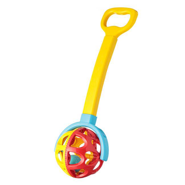 Jucarie de impins, minge, cu maner extensibil, 60 cm, 1-3 ani