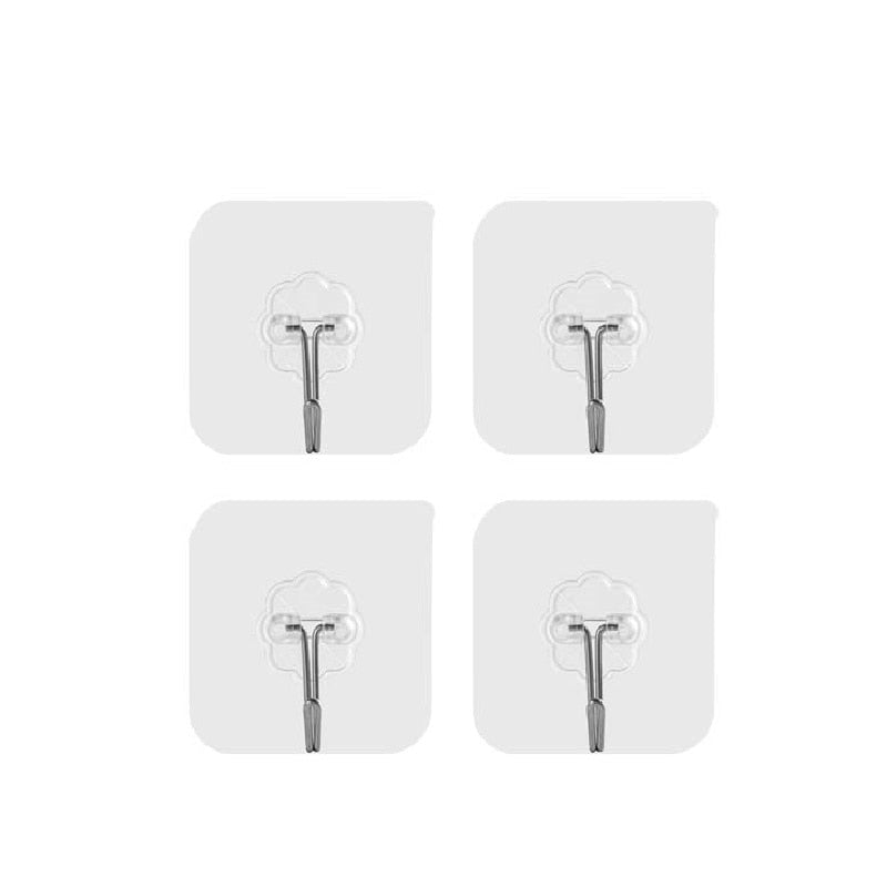 Set 4 Cuiere cu adeziv super rezistent, suport baie, suport prosop/halat, transparent
