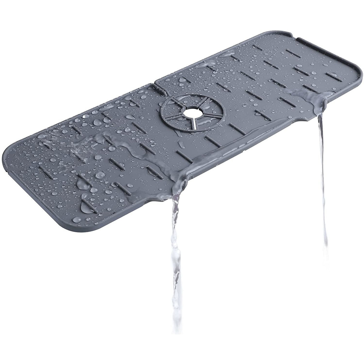 Suport scurgere chiuveta burete bucatarie/baie silicon gri 14 x 37.1 cm