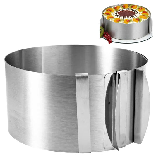 Inel reglabil pentru tort, otel inoxidabil, diametru reglabil 16-30 cm, inaltime 15 cm, argintiu