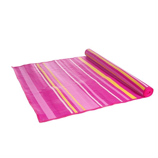 Rogojina pentru plaja cu dungi roz galbene si albe, 180x72 cm