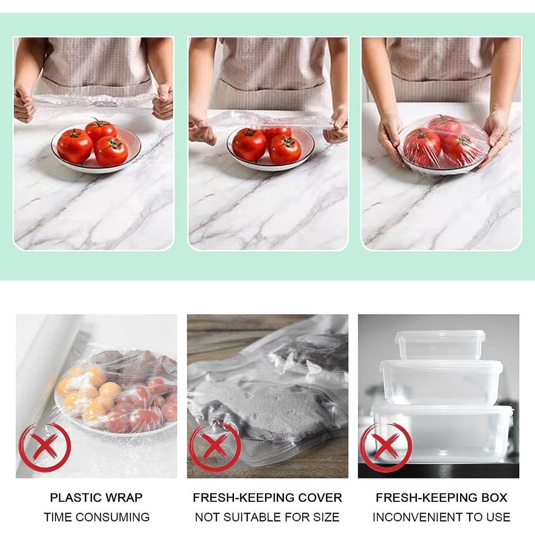Set 100 Huse pentru Protectie Boluri si Alimente, Daladen, Plastic