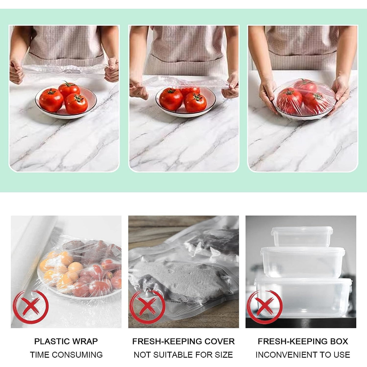 Set 100 Huse pentru Protectie Boluri si Alimente, Daladen, Plastic
