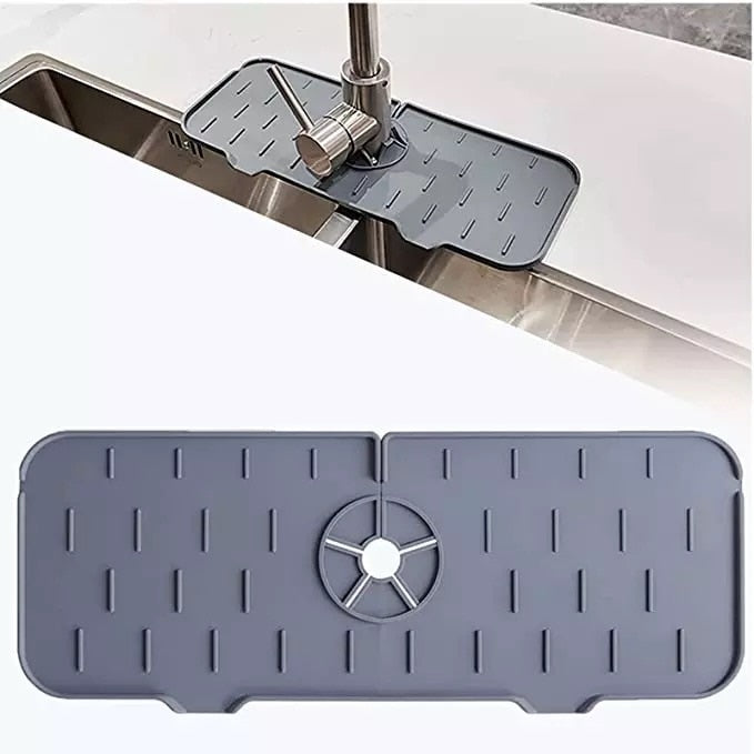 Suport scurgere chiuveta burete bucatarie/baie silicon gri 14 x 37.1 cm