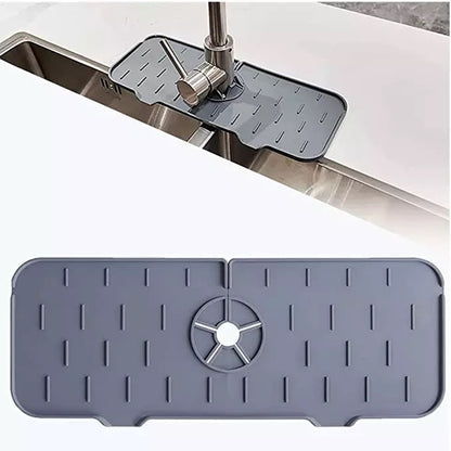 Suport scurgere chiuveta burete bucatarie/baie silicon gri 14 x 37.1 cm