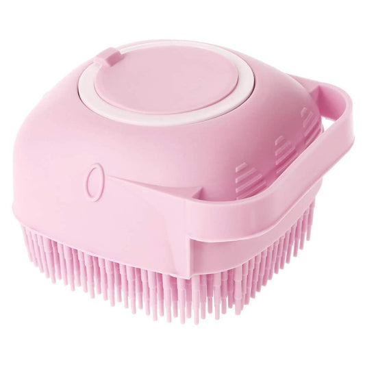 Burete din Silicon Soft pentru Curatare Corporala, Capilara, Rezervor 80ml pentru Sampon, Gel de Dus, 8.5 x 8 x 5.5 cm, Roz