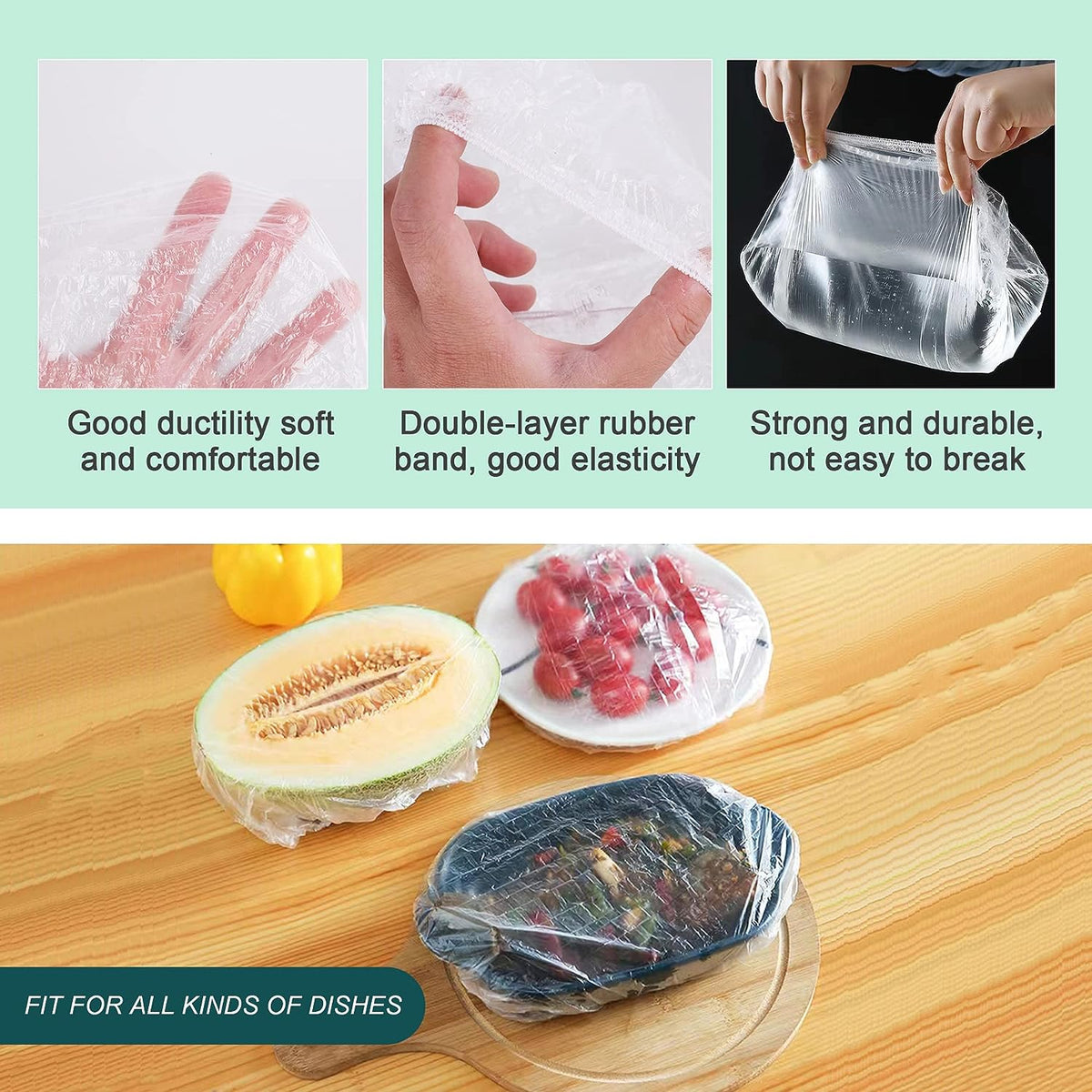 Set 100 Huse pentru Protectie Boluri si Alimente, Daladen, Plastic