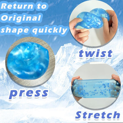 Jucarie Squeezing & Fidgeting cu Miscare Interactiva si Lumini Fosforescente | Ice Cube Anti-Stres Reversibil (Fulgi de Zapad