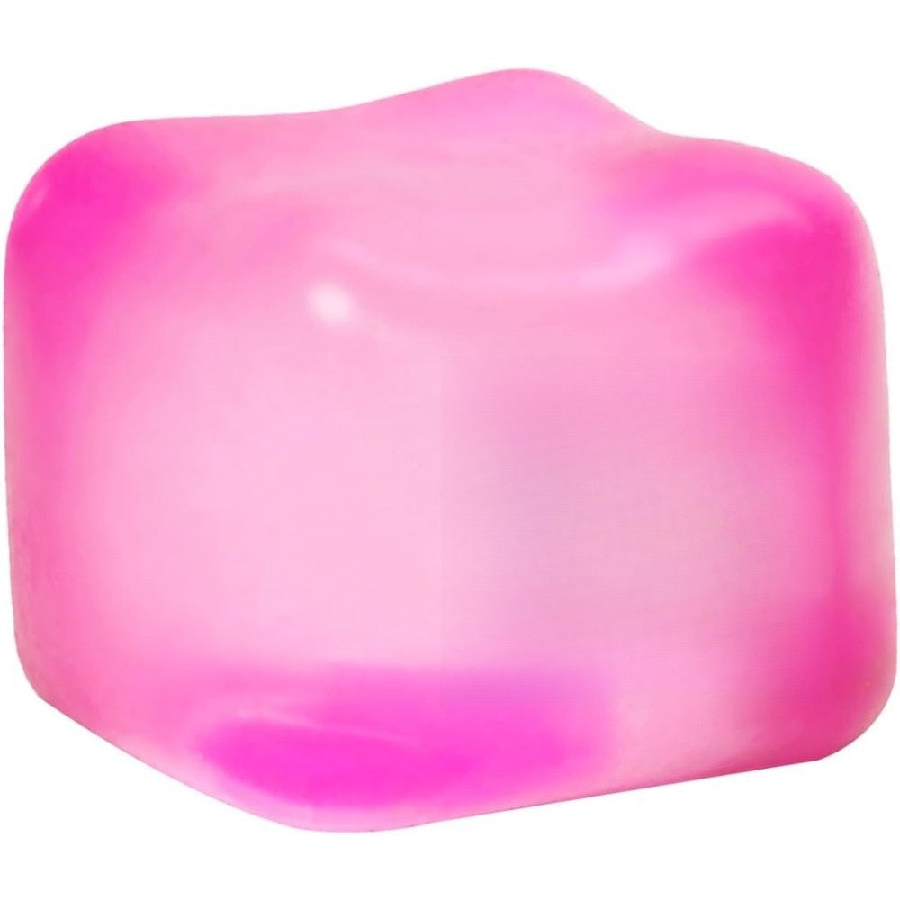 Jucarie squishy, gel cub de gheata, antistres, roz