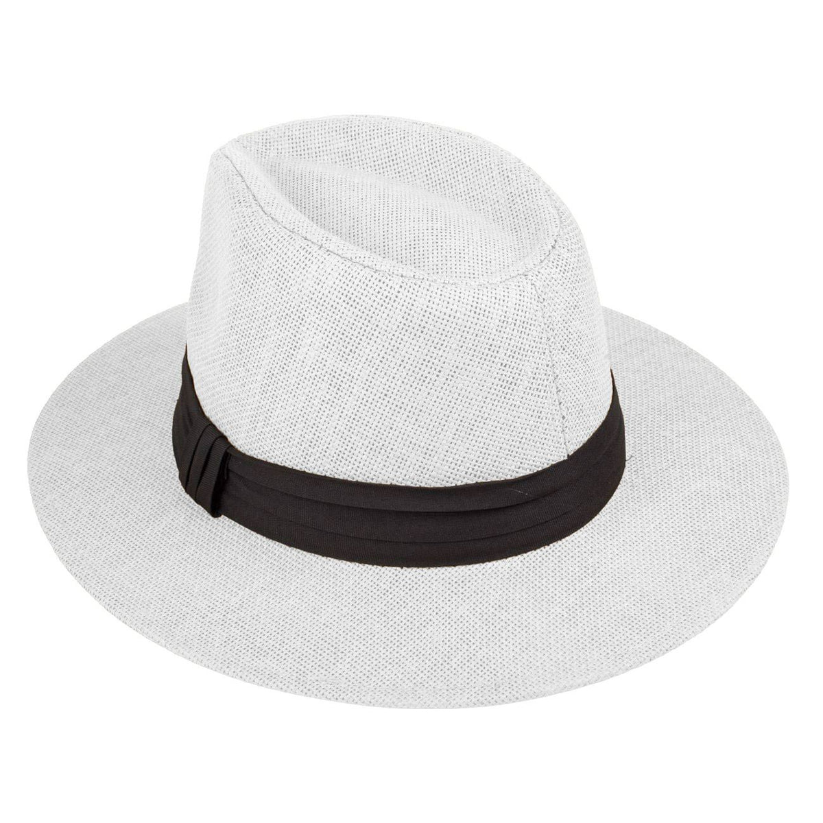 Palarie Panama Unisex Alba cu Centura Neagra