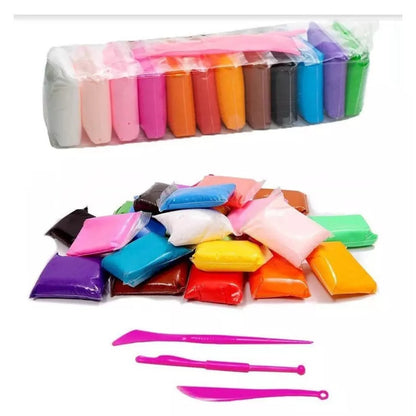Set 12 plastilina inteligenta, modelatoare magicul clay, multicolora, accesorii modelare incluse