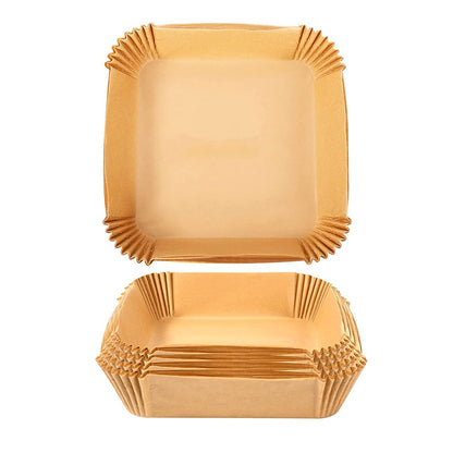 Set 100 folii pentru prajit, Senmase, Hartie, Unica folosinta, Patrat, 16x16x4.5 cm, Maro