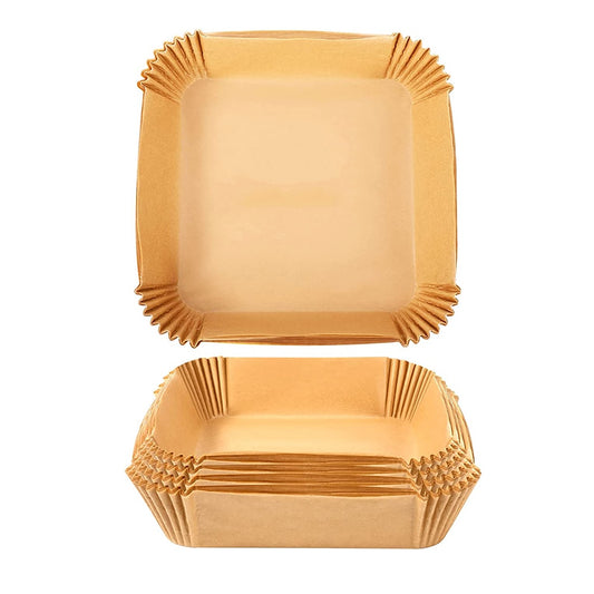 Set 100 folii pentru prajit, Senmase, Hartie, Unica folosinta, Patrat, 16x16x4.5 cm, Maro